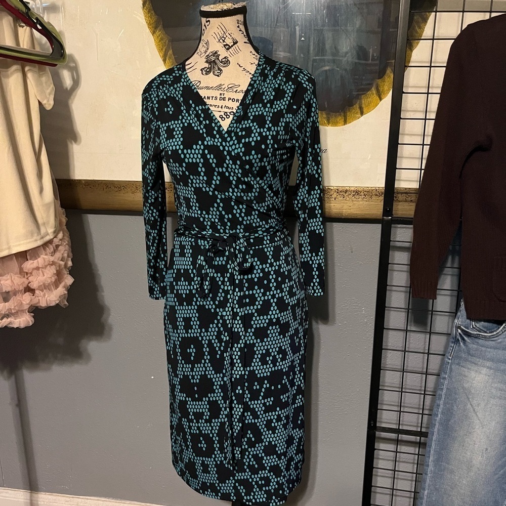 Banana Republic Black and Blue Midi Dress